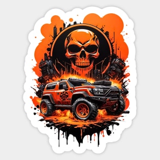 Cybertruck cyberpunk skulls apocalyptic futuristic scifi retro poster Sticker